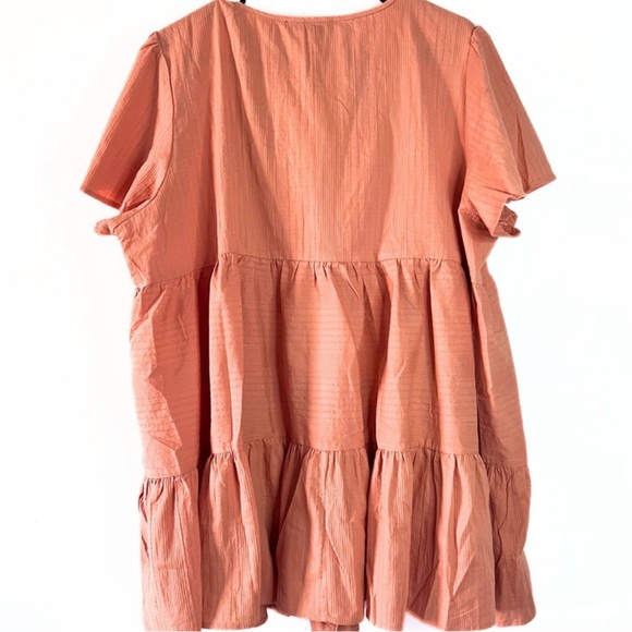 Oversized Baby Doll Coral Short Sleeve Tiered Top Size 2X - Picture 4 of 9